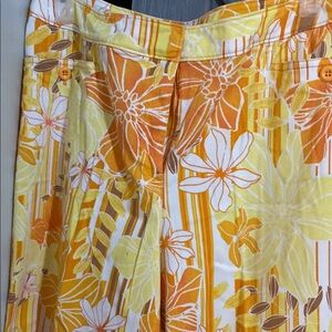 Floral Print Pants in Yellow and Orange